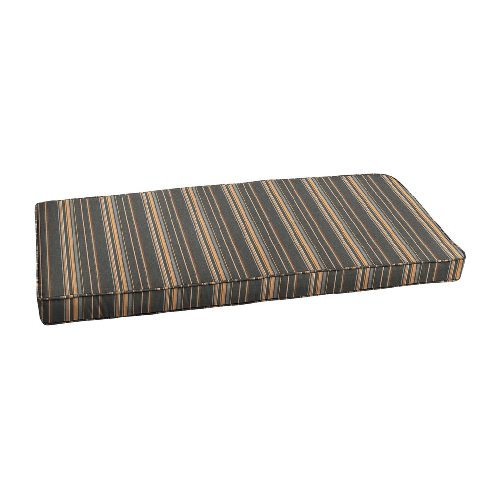 Sunbrella Grey Orange Stripe Indoor Outdoor Bench Cushion 44 in w x 19 in d Y365