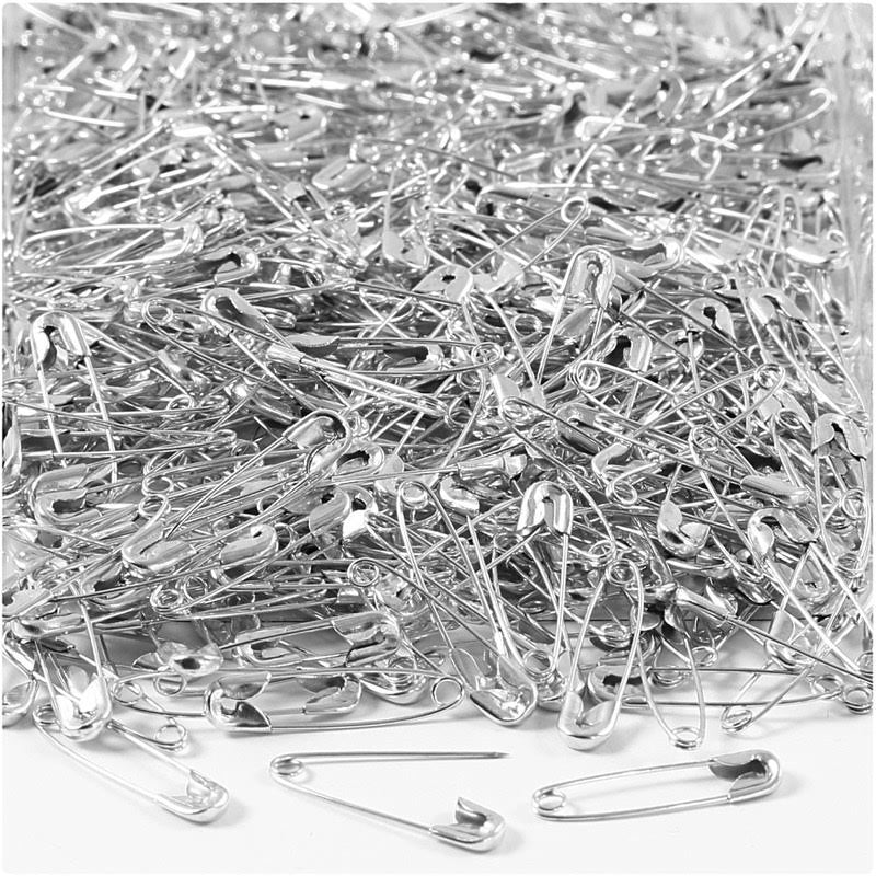 Safety Pins, 22 mm, 0.6 mm, 500 Pcs, Silver D416326