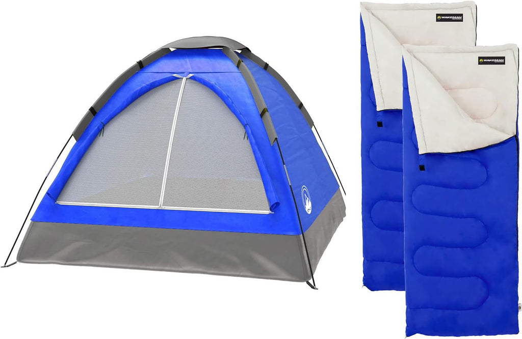 2-Person Dome Tent with Rain Fly and 2 Sleeping Bags T139