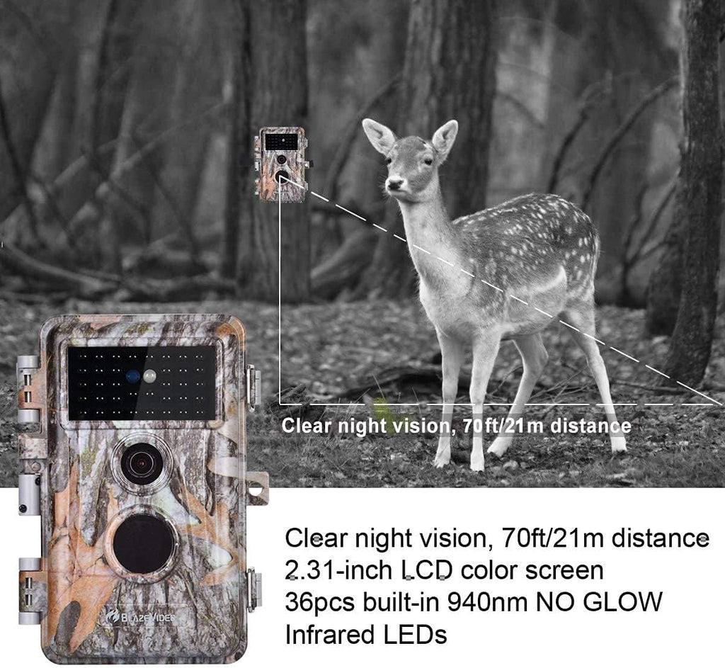 5-Pack No Glow Game Deer Trail Cameras Night Vision 24MP Photo 1296P H.264 MP4 Video Motion Activated Waterproof Time Lapse Photo & Video A34331
