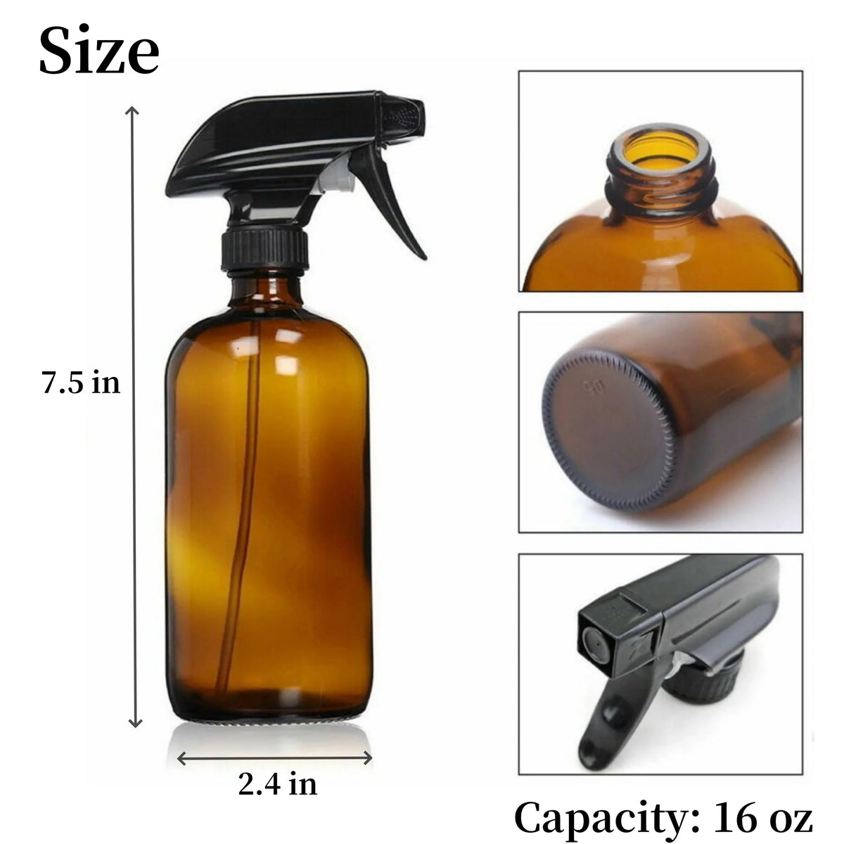6 Pack 16 oz Amber Glass Spray Bottles T349728