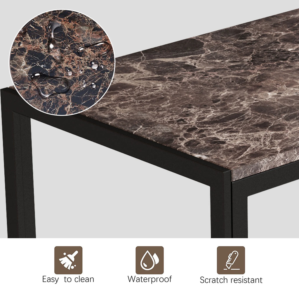 5 Piece Faux Marble Rectangular Dining Table Set with 4 Upholstered Metal Chairs W9041
