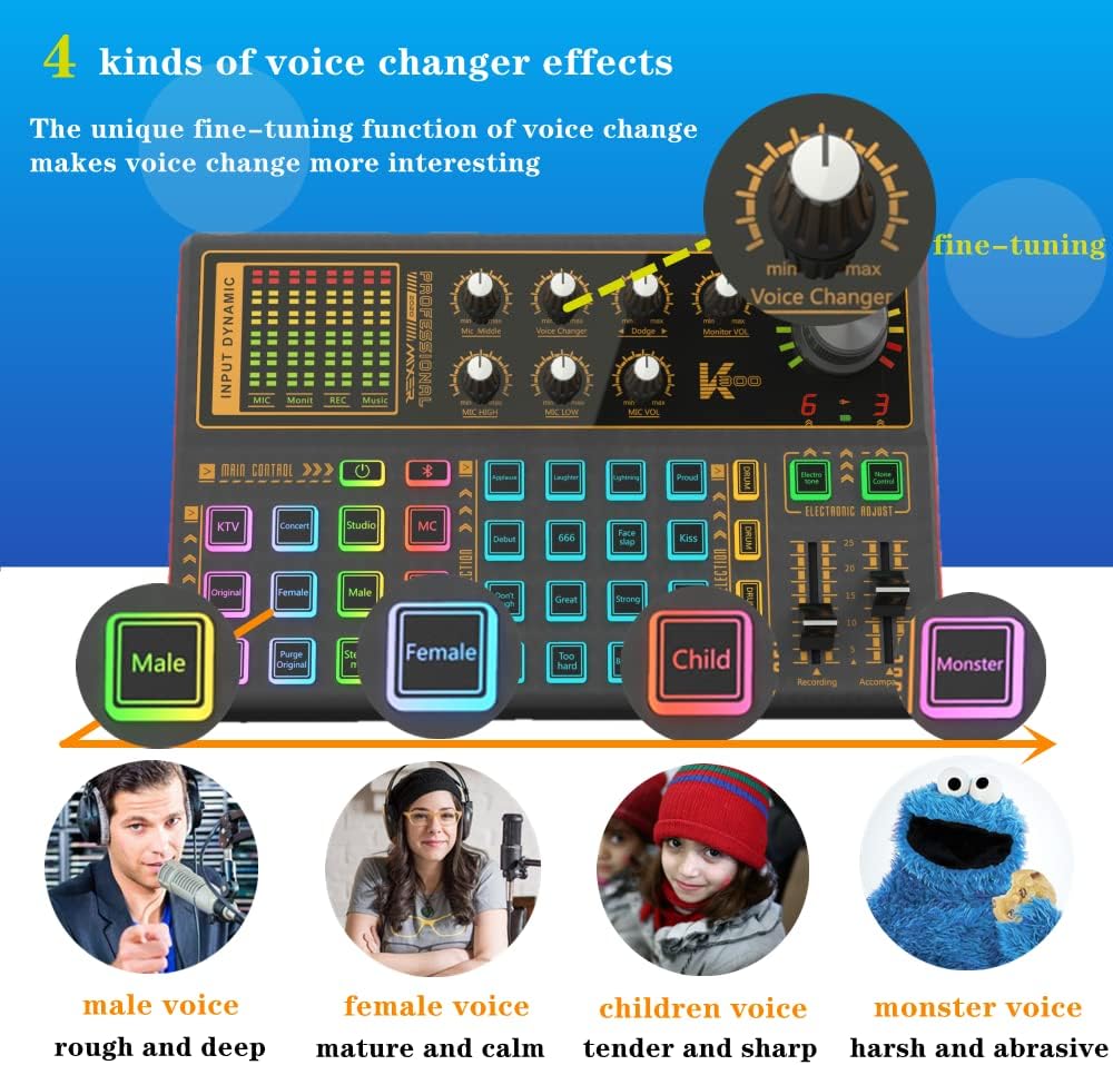 LED Light Voice Changer Sound Card with Multiple Sound Effects, Pack of 2 N2561