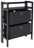 Black 3-Pc Folding Bookcase with Fabric Basket R7549