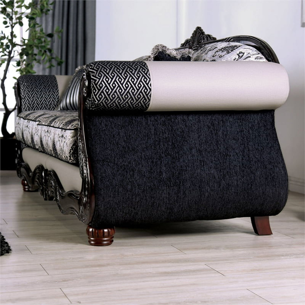 Black and Gray Chenille Upholstered 2-Piece Sofa Set L56506