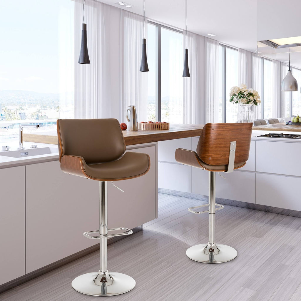 Beige Adjustable Height Swivel Bar Stool S74491