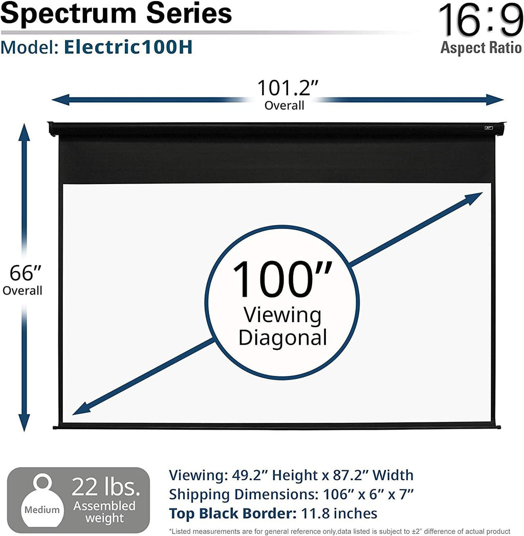 Electric Motorized Projector Screen 100 inch 16:9 to 95" 2.35:1 Black G64369