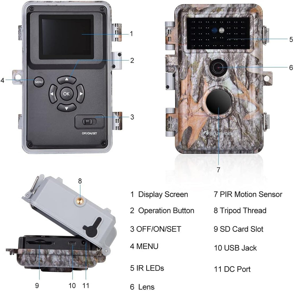 5-Pack No Glow Game Deer Trail Cameras Night Vision 24MP Photo 1296P H.264 MP4 Video Motion Activated Waterproof Time Lapse Photo & Video A34331