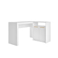 White L-Shaped Office Desk with Cabinet H6551