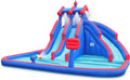 Mega Sport Inflatable Water Triple Slide Park with Climbing Wall, 3 Slides & Splash Pool F375