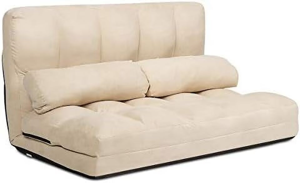 Gray Fabric Folding Sofa Bed with 2 Pillows O34973