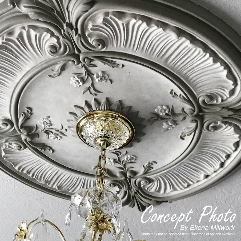 Palmetto Ceiling Medallion, Hand-Painted Green Gold X65022