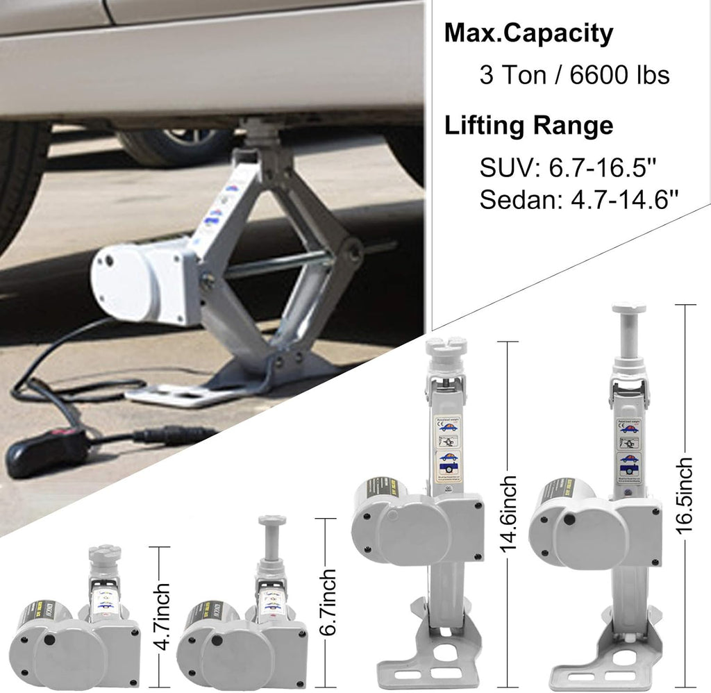 Electric Car Jack 3 Ton 12V Scissor Jack with Tool Case C96366