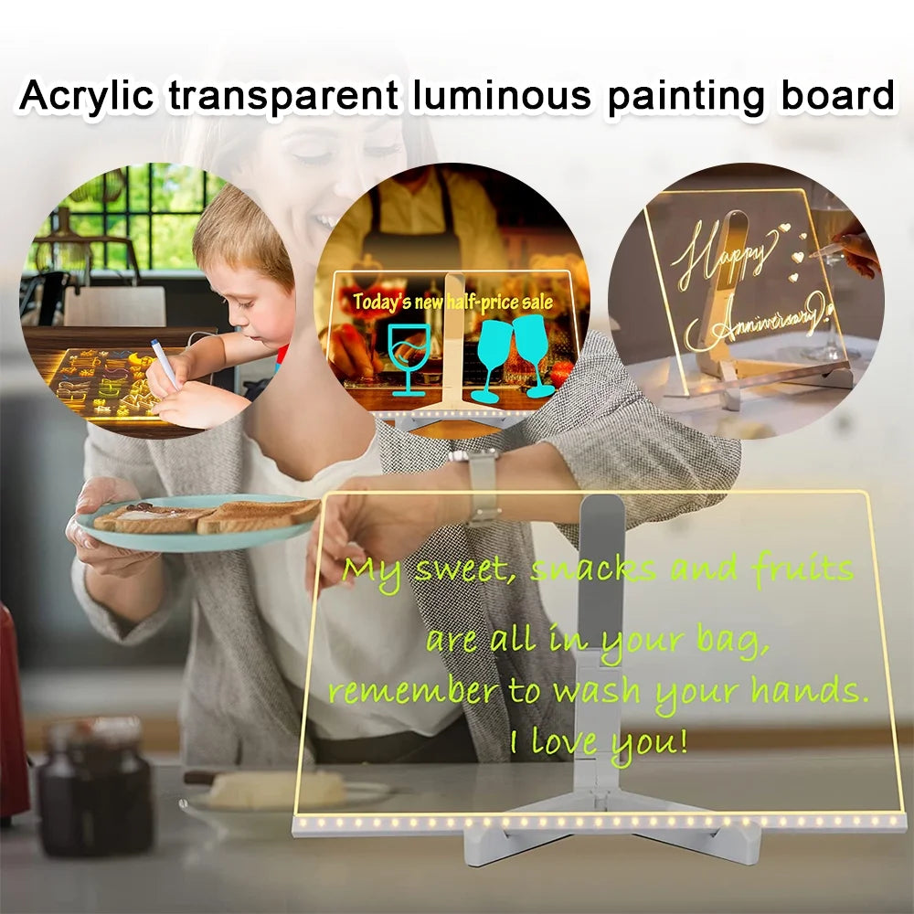 Acrylic Message Note Board LED Lamp O637