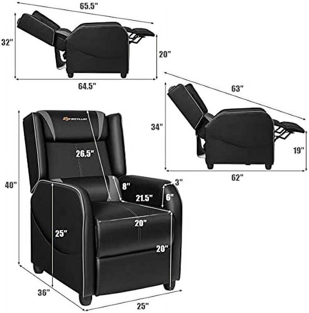 Gray Ergonomic PU Leather Massage Recliner Chair with Footrest & Headrest B1162