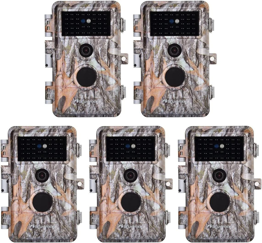 5-Pack No Glow Game Deer Trail Cameras Night Vision 24MP Photo 1296P H.264 MP4 Video Motion Activated Waterproof Time Lapse Photo & Video A34331