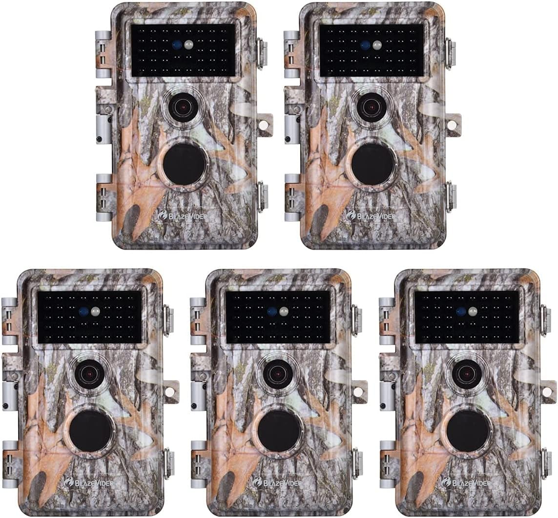 5-Pack No Glow Game Deer Trail Cameras Night Vision 24MP Photo 1296P H.264 MP4 Video Motion Activated Waterproof Time Lapse Photo & Video A34331