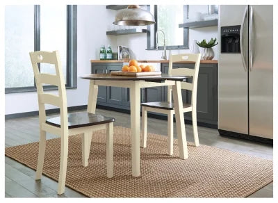 Cream/Brown Drop Leaf Dining Table Z543091