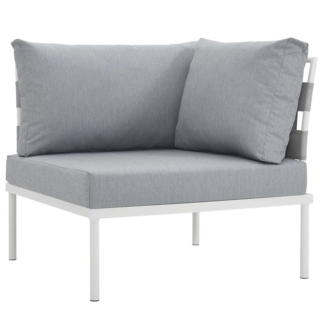 6 Piece White Gray Outdoor Aluminum Sectional Sofa Set S267458