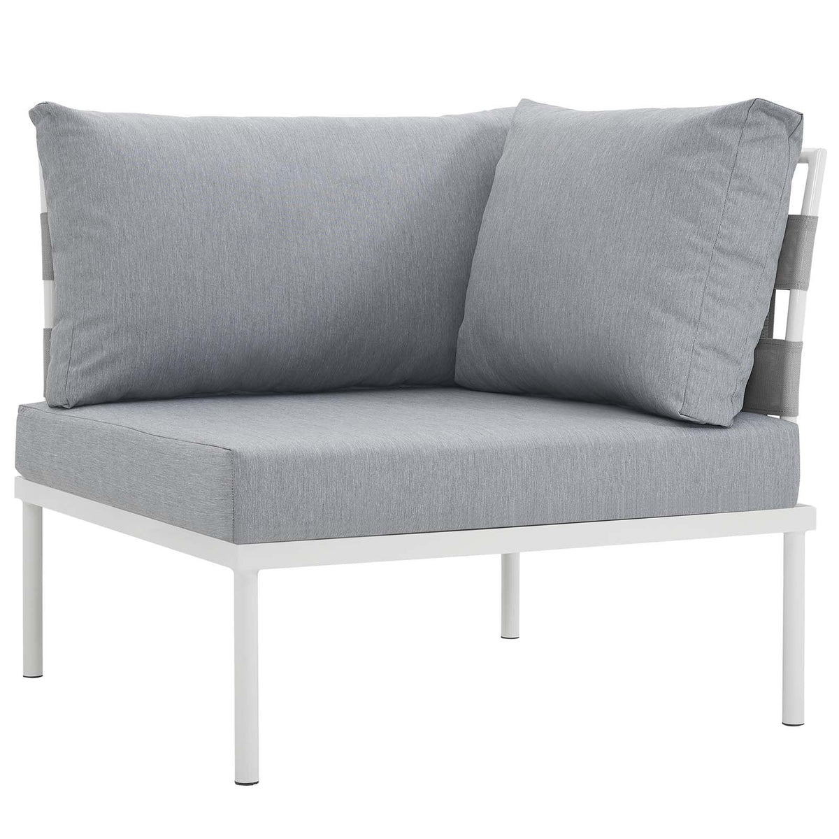 6 Piece White Gray Outdoor Aluminum Sectional Sofa Set S267458