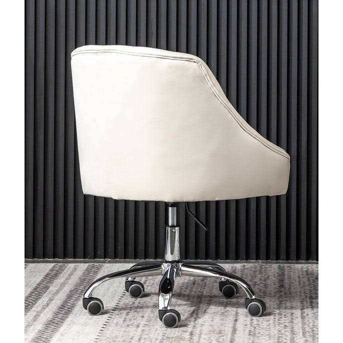 Cream Velvet Swivel Task Chair with Silver Base N1260