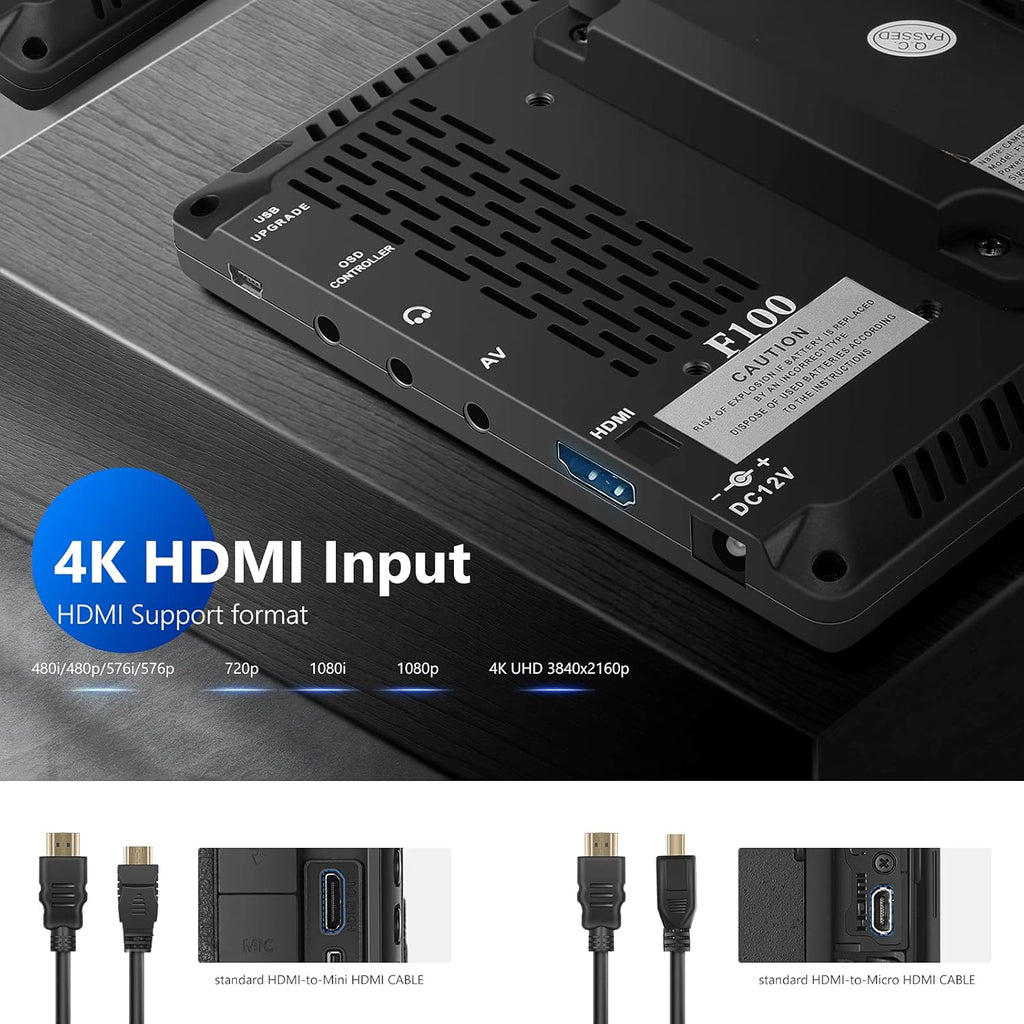 7 Inch 1280x800 4K HDMI Input Camera Field Monitor with 2600mAh Battery G94597