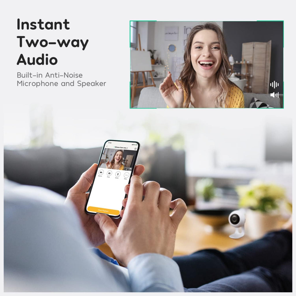 Indoor Security Camera Baby Monitor Wi-Fi Smart Home Camera 1080P HD Motion Detection 2-Way Audio Night Vision Pack of 2 P1958