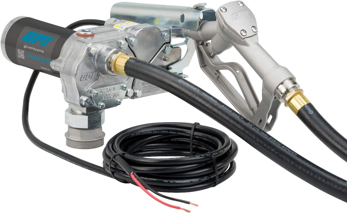 Fuel Transfer Pump with Manual Shut-Off Nozzle, 15 GPM, 10' Hose D641