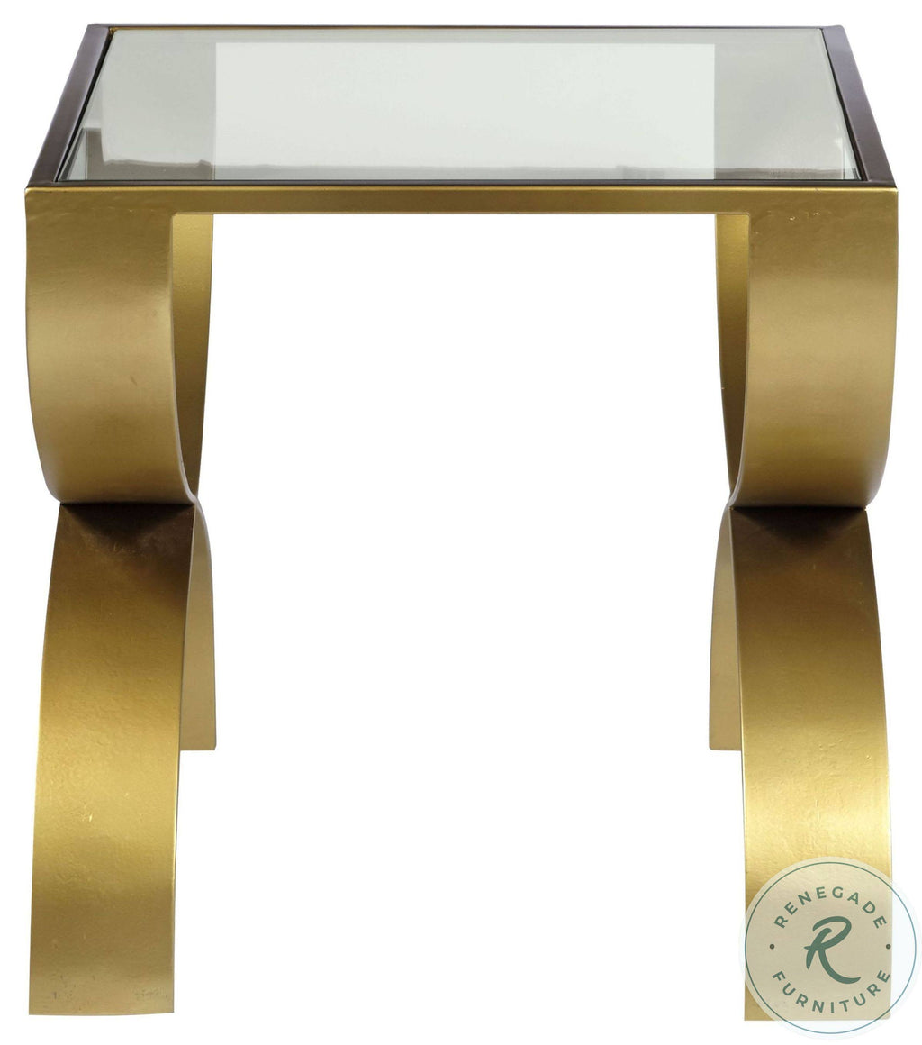 Gold Glass Top End Table I112
