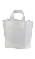 Recycled Clear Frosted Plastic Shopping Bags 12 inch x 10 inch x 4 inch Case of 250 K6362