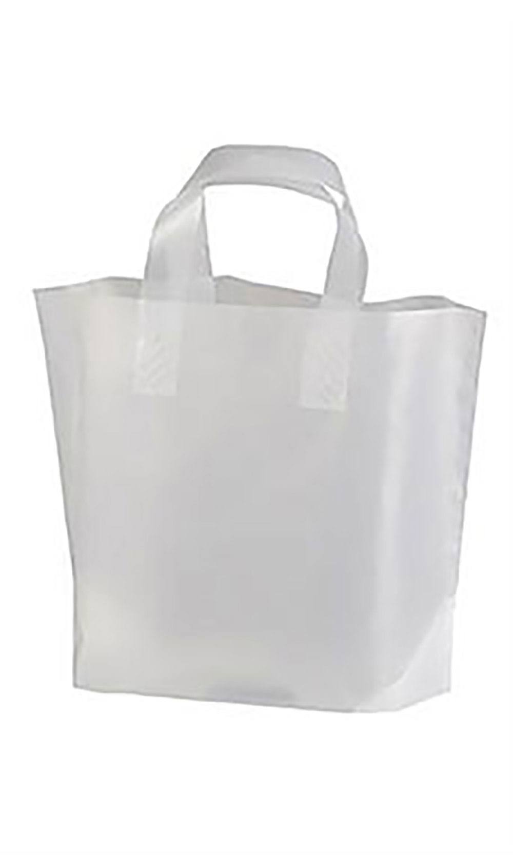 Recycled Clear Frosted Plastic Shopping Bags 12 inch x 10 inch x 4 inch Case of 250 K6362
