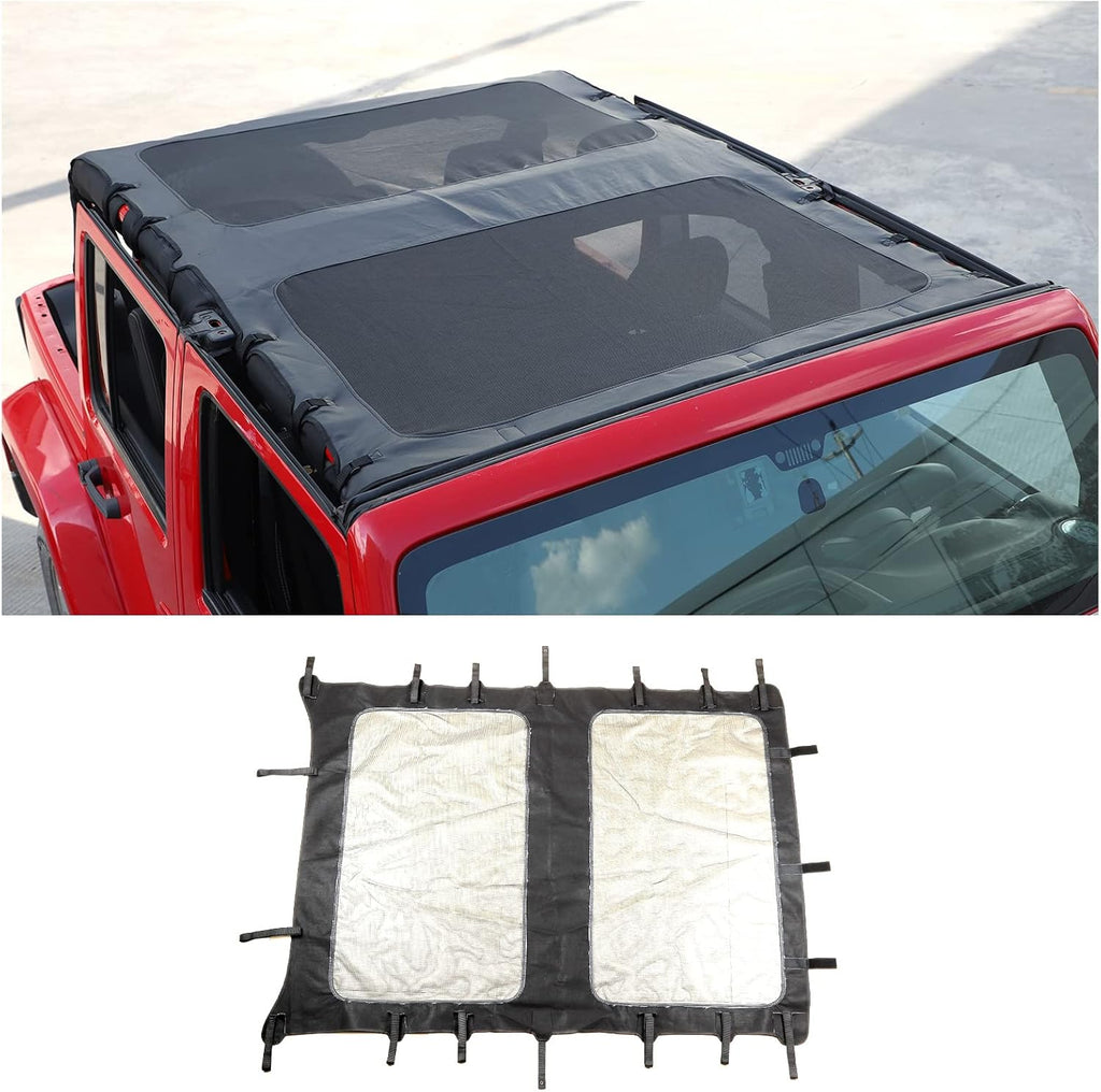 Soft Top Sunshade Full Length Mesh Sun Shade Cover for 2007-2017 Jeep Wrangler JKU O58784