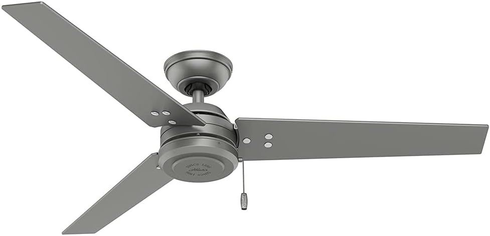 Matte Silver 52 3 Blade Wooden Indoor Outdoor Ceiling Fan with Light Kit J2942