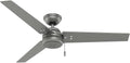 Matte Silver 52 3 Blade Wooden Indoor Outdoor Ceiling Fan with Light Kit J2942
