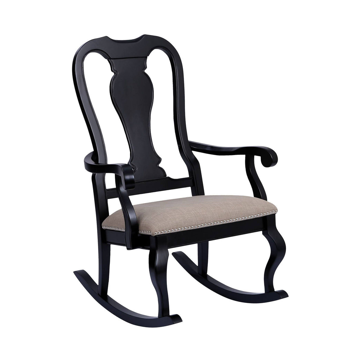 Black with Natural Linen Rocking Chair F351