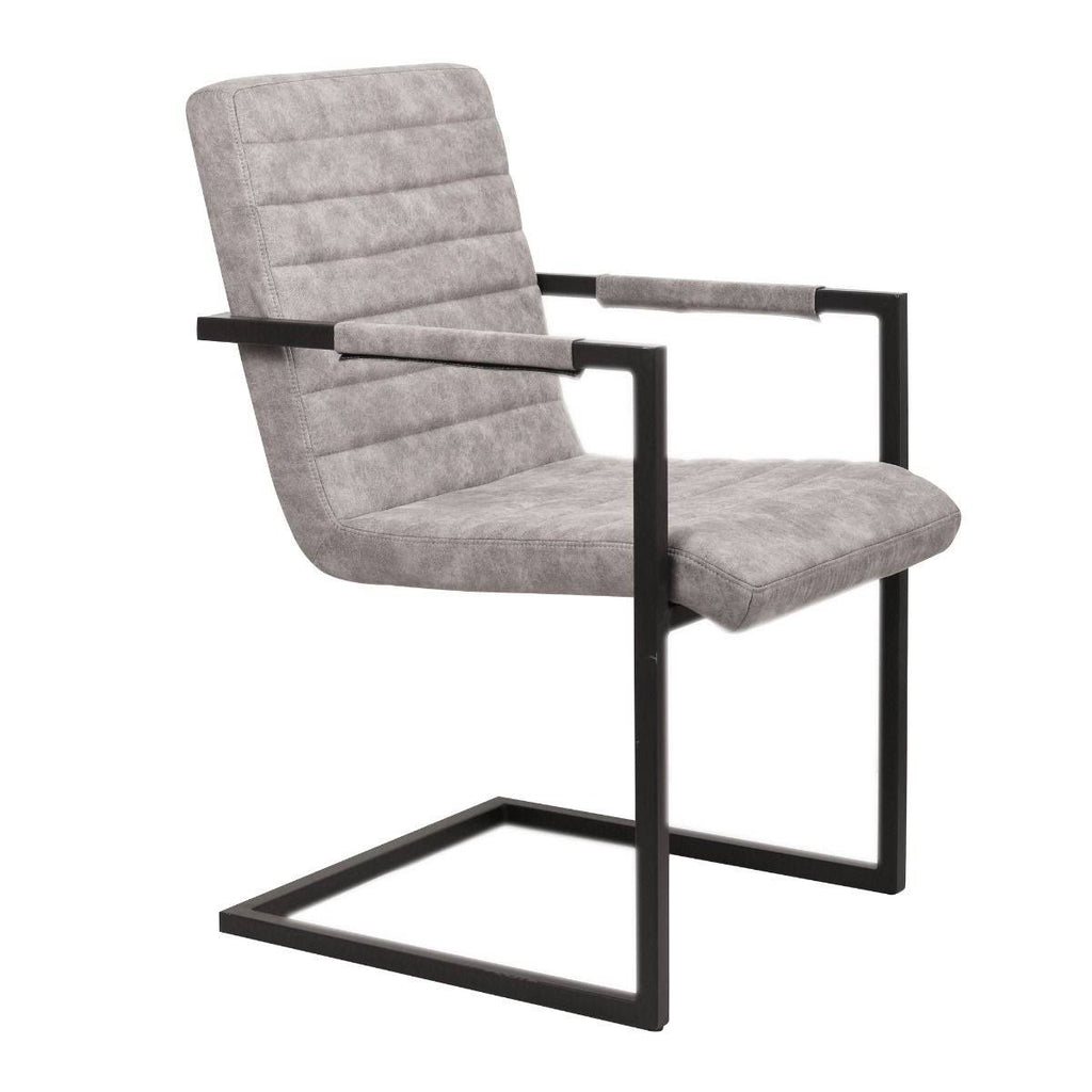 Set of 2 Modern Dining Side Chair with Leatherette - Black Grey X57490