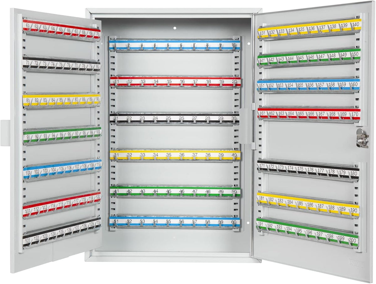 200 Position Key Cabinet with Key Lock, Light Grey, Wall Mount Screws Included U3435