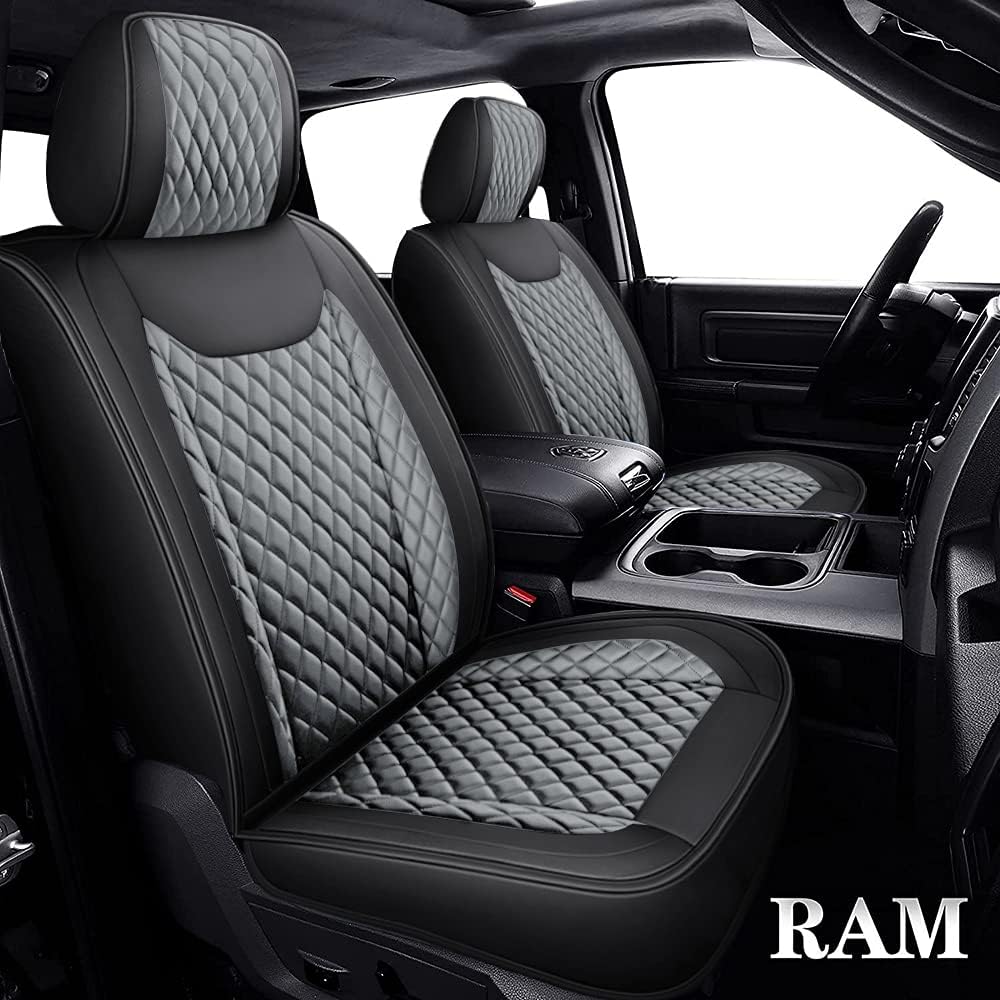 Black Gray Waterproof Faux Leather Full Set Seat Covers Z304