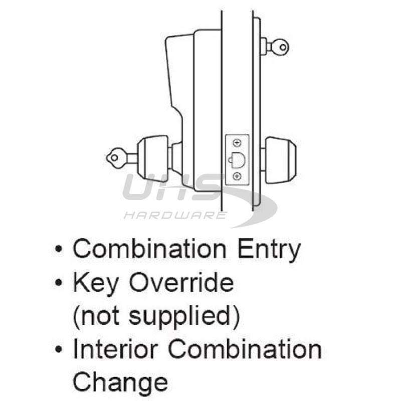 2.75 in. Right Hand Mechanical Pushbutton Lever Lock with Key Override Satin Chrom B15323