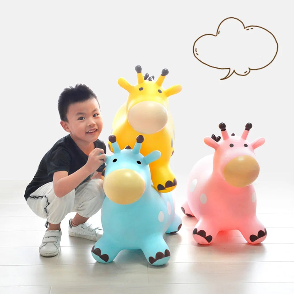 Inflatable Bouncing Horse Toy with Air Pump (Yellow) D656