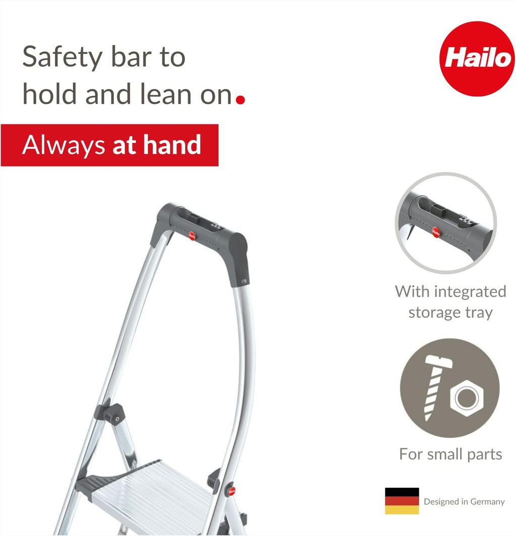 Aluminum Folding Stepladder with Three Extra Large Steps and Storage Tray I99558