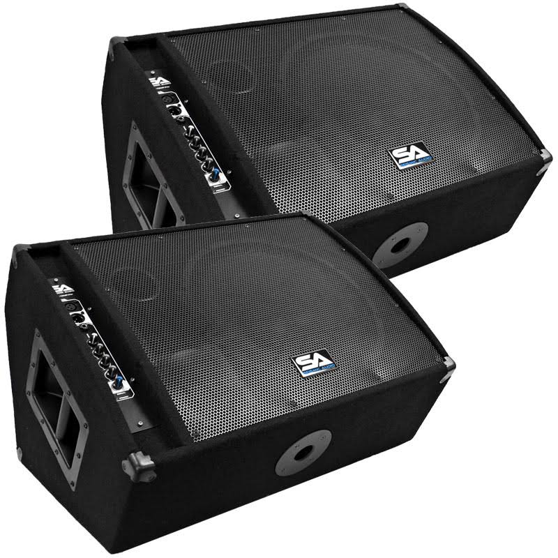 Pair of Powered 2-Way Floor Stage Monitors with Titanium Horns S263