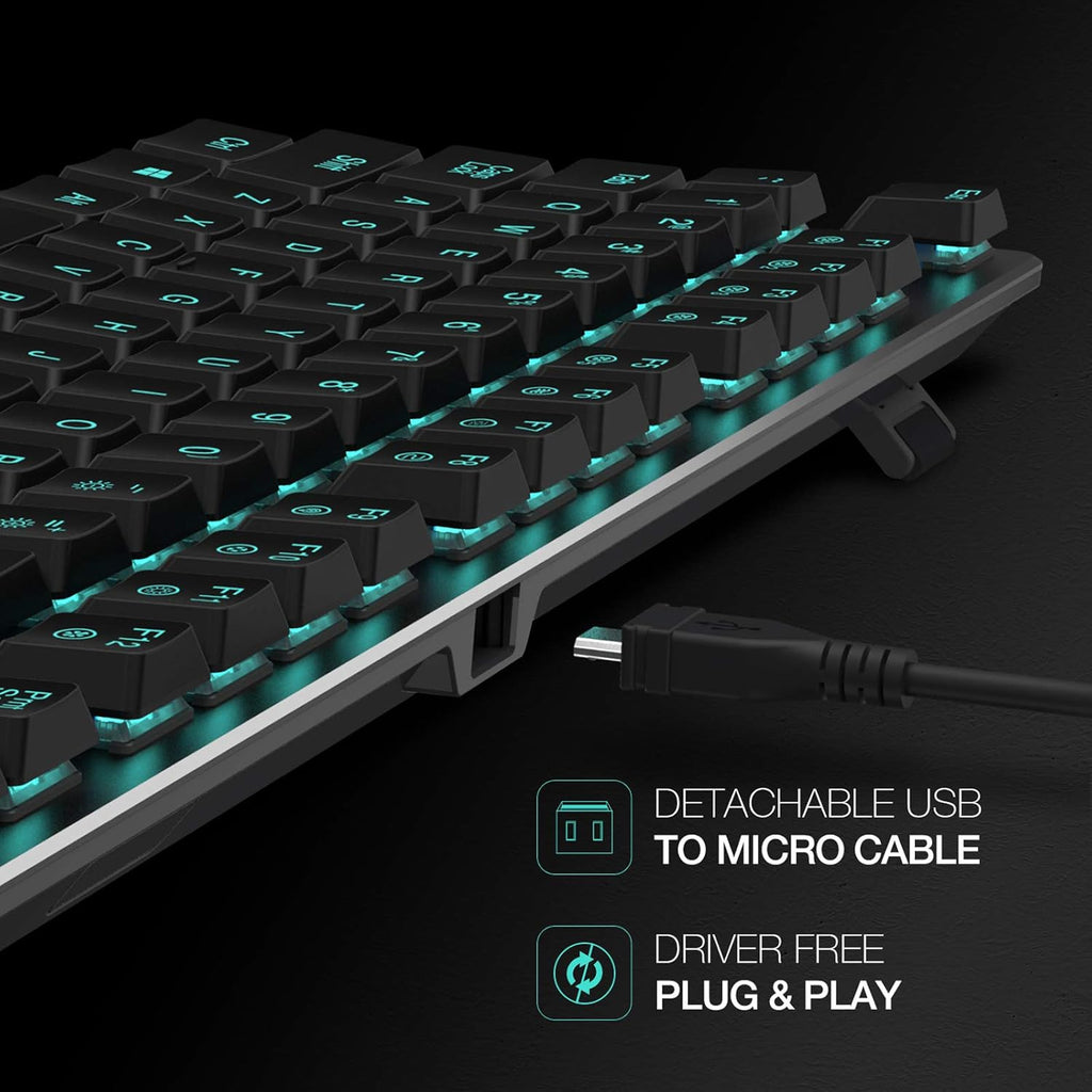 87 Keys Wired Gaming Keyboard with Blue Switches, Black, Pack of 2 O705418