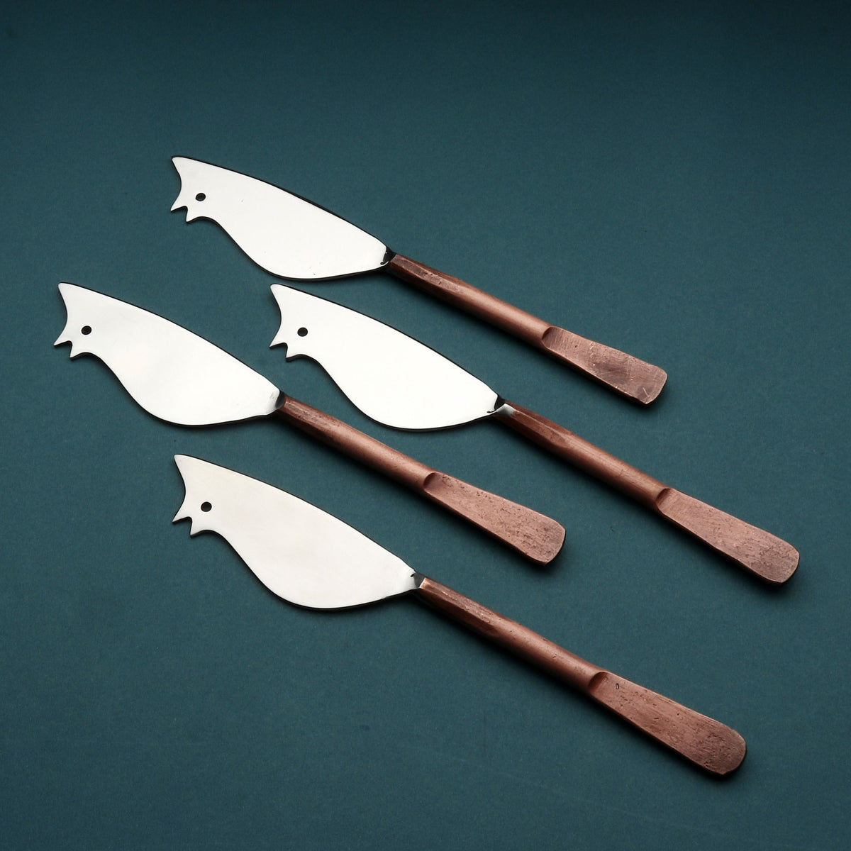 Copper Antique Mouse Cheese Knife 4 Pcs Set W74029
