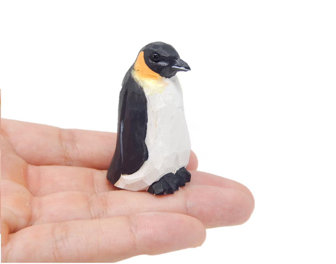 Handmade Wooden Penguin Figurine Ornament R906