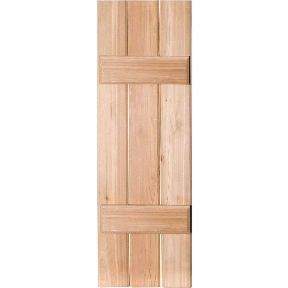 12 in. x 30 in. Pine Board and Batten Shutters Pair Unfinished D978