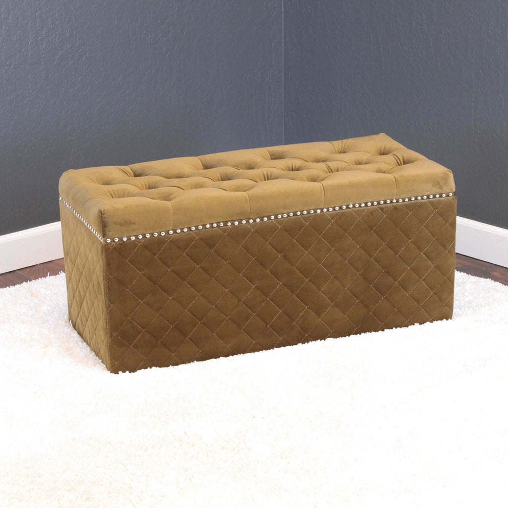 Brown Sugar Rectangle Velvet Ottoman E5166