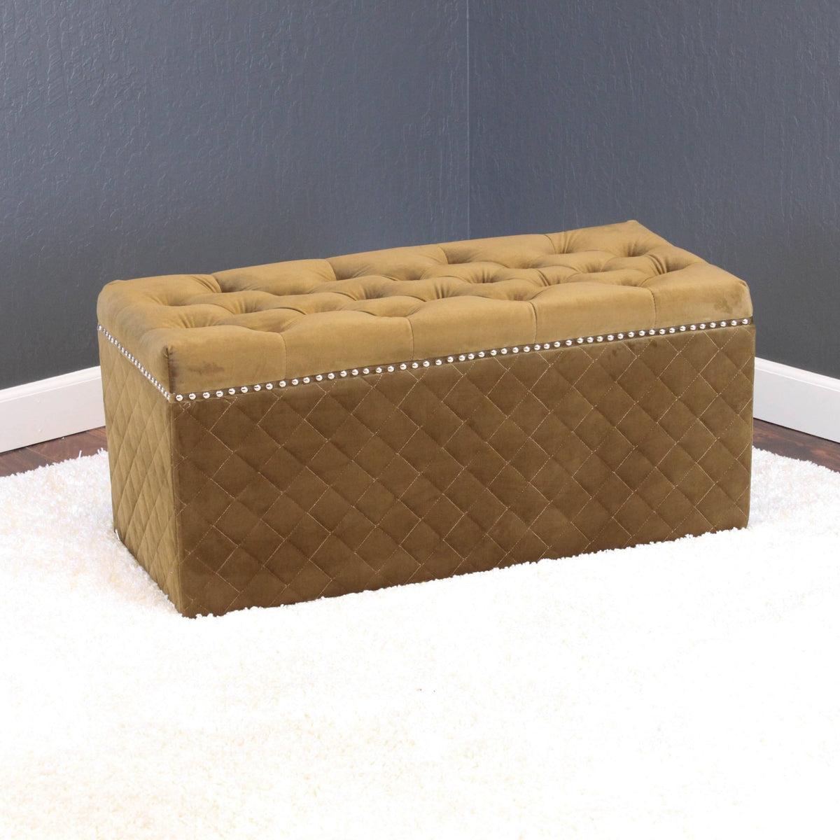 Brown Sugar Rectangle Velvet Ottoman E5166