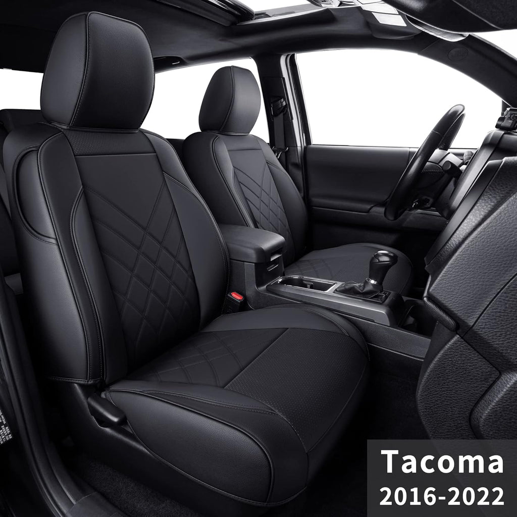 Black & Gray Faux Leather Seat Covers S251