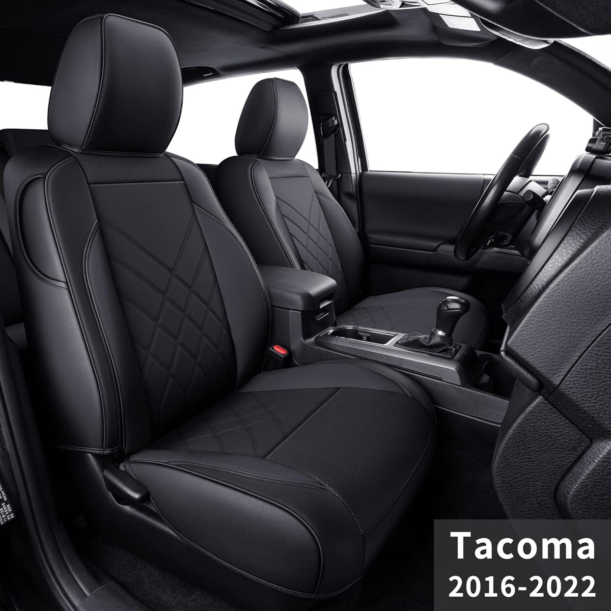 Black & Gray Faux Leather Seat Covers S251